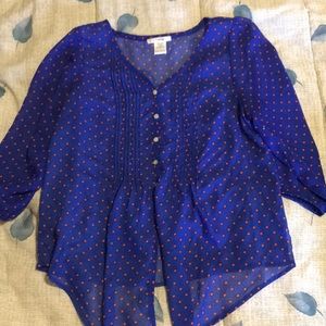 Blouse Blue with red dots